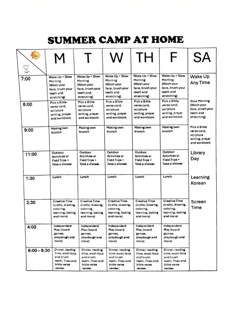 summer schedule
