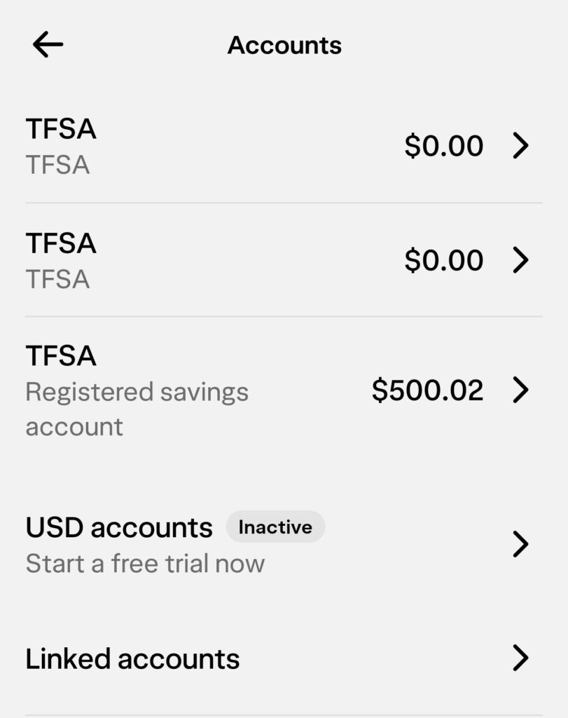wealthsimple account current